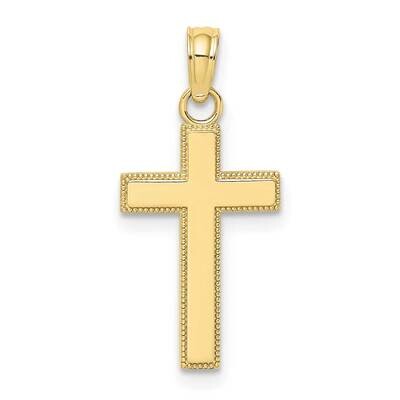 Block Style Beaded Edge Cross Charm 10k Gold Polished 10K8411, MPN: 10K8411,