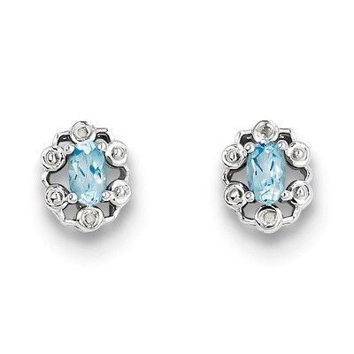 Light Swiss Blue Topaz &amp; Diamond December Earrings Sterling Silver QBE22DEC, MPN: QBE22DEC, 8839573…