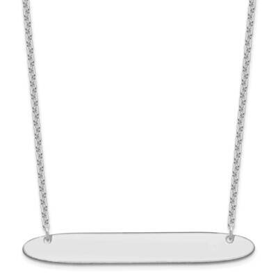 Large Polished Oblong Blank Bar Necklace Sterling Silver Rhodium-plated XNA1209SS, MPN: XNA1209SS,