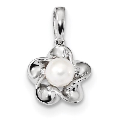 Floral Cultured Freshwater Pearl Pendant Sterling Silver Rhodium-plated QBPD31JUN, MPN: QBPD31JUN, …