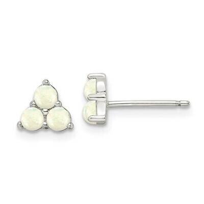 Triple White Created Opal Cluster Post Earrings Sterling Silver Polished QE16401, MPN: QE16401, 196…
