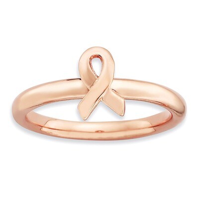 Rose Gold Awareness Ribbon Ring - Sterling Silver QSK871, MPN: QSK871, 886774183299
