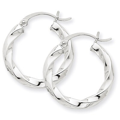 3mm Twisted Hoop Earrings 14k White Gold TC359, MPN: TC359, 883957289700