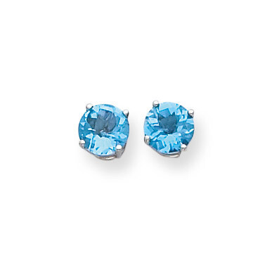 6mm Blue Topaz Checker Earrings 14k White Gold XE73WBC, MPN: XE73WBC, 883957097718