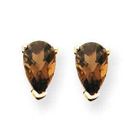 5x3 Pear Checker-Cut Smoky Quartz Earrings 14k Gold XE78CQ, MPN: XE78CQ, 883957099927