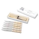 Berti Coltello Steak Knife Set Of Six White Lucite Handle 680