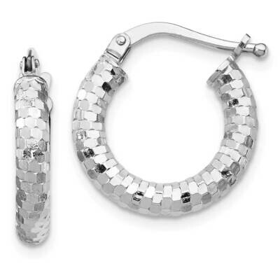 3x10mm Diamond-cut Hoop Earrings 14k White Gold TF1700W, MPN: TF1700W, 191101023644