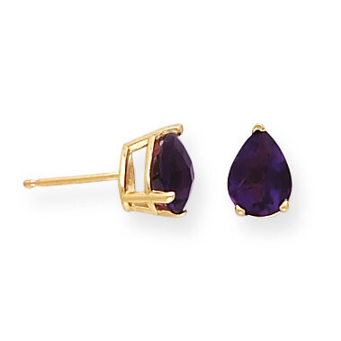 8x5mm Pear Amethyst Checker Earrings 14k Gold XE81AC, MPN: XE81AC, 883957103471