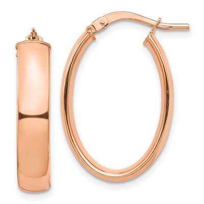 5mm Oval Hoop Earrings 14k Rose Gold High Polished TF1407R, MPN: TF1407R, 191101987212