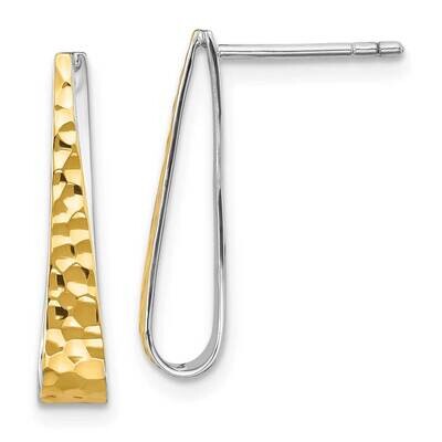Gold-Plated Hammered Post Dangle Earrings Sterling Silver Rhodium-Plated QE16029, MPN: QE16029, 196…