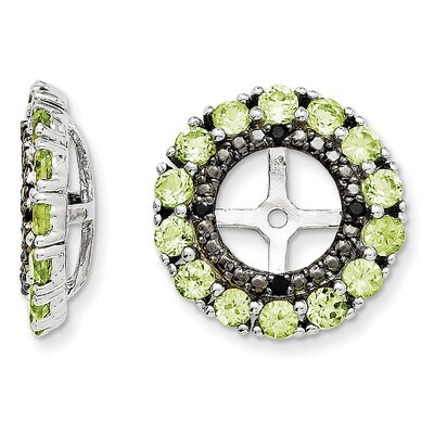 Peridot &amp; Black Sapphire Earring Jacket Sterling Silver Rhodium QJ130AUG, MPN: QJ130AUG, 8867742833…