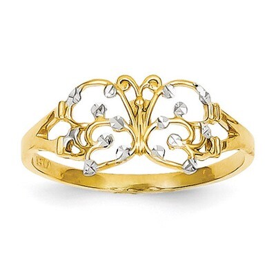 Diamond-cut Butterfly Ring 14K Gold &amp; Rhodium K2067, MPN: K2067, 637218113316