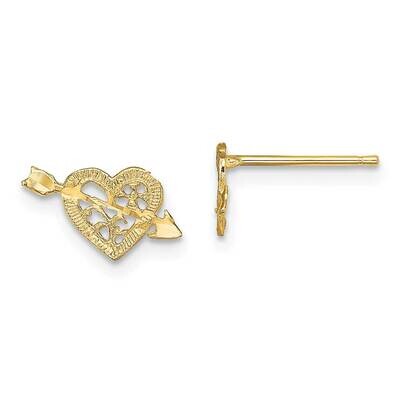 Arrow Heart Post Earrings 14k Gold Polished K4368, MPN: K4368, 637218052424