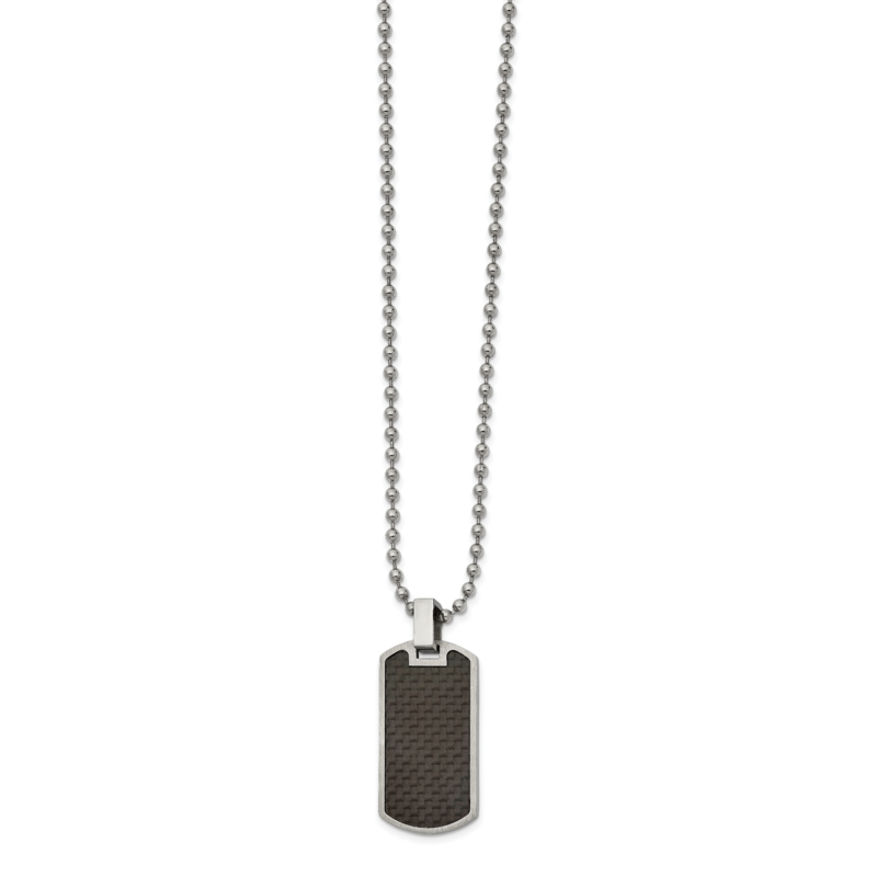 Polished Blk CarbonFiber Inlay 22 Inch Necklace Stainless Steel Brushed SRN2683-22 by Chisel, MPN: …