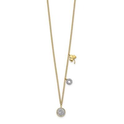 Two Circle and Shamrock Necklace 14k Gold Diamond PM4699-010-YA, MPN: PM4699-010-YA, 883957824192
