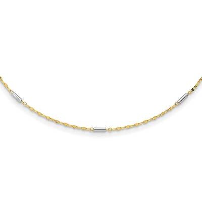 Diamond-Cut Mini Bar Links Fancy Necklace 18 Inch 14k Two-Tone Gold SF2953-18, MPN: SF2953-18, 8839…