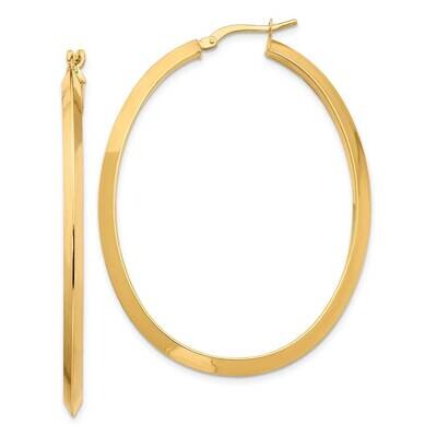 Large 2x 3mm Oval Hoop Earrings 14k Gold TF1638, MPN: TF1638, 191101987823