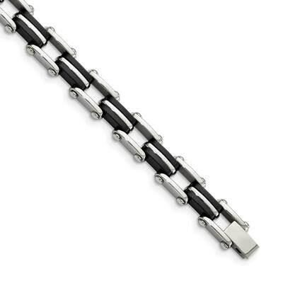 Black Rubber 8.75 Inch Bracelet Stainless Steel SRB175-8.75 by Chisel, MPN: SRB175-8.75, 8839577454…
