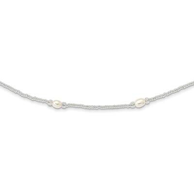 5-7mm White Teardrop Cultured Freshwater Pearl &amp; Glass Bead Slip-On Necklace QH5630-35.5, MPN: QH56…