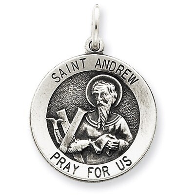 Saint Andrew Medal Antiqued Sterling Silver QC5712, MPN: QC5712, 191101183799