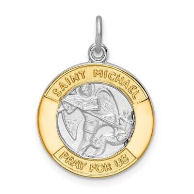 Gold Tone St. Michael Medal Sterling Silver Rhodium-plated QC9422, MPN: QC9422, 886774096667