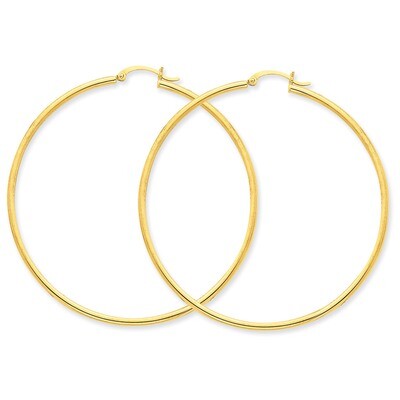 2mm Round Hoop Earrings 14k Gold Polished T923, MPN: T923, 883957287577