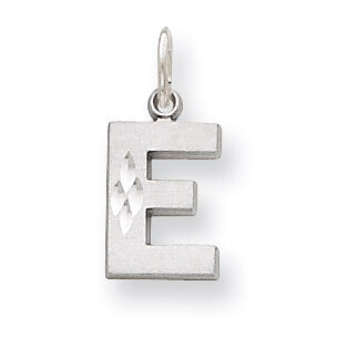 Diamond-cut Initial E Charm 14k White Gold Solid Satin D1282E, MPN: D1282E, 883957862910