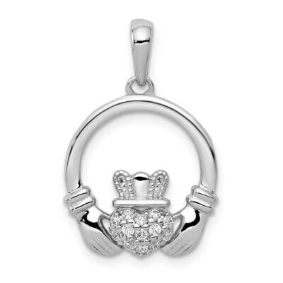 Diamond Claddagh Circle Pendant 14k White Gold PM5153-013-WA, MPN: PM5153-013-WA, 883957306414