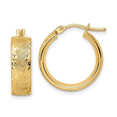 Textured Diamond-Cut Hoop Earrings 14k Gold Polished YE1909, MPN: YE1909, 716838359875