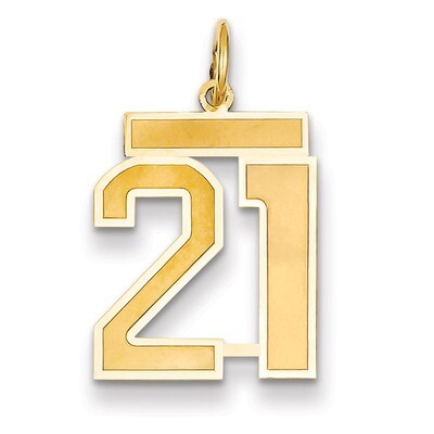 Number 21 Charm 14k Gold Medium Satin LSM21, MPN: LSM21, 883957073729