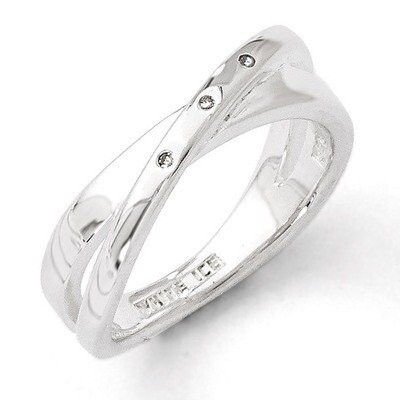 .03ct. Diamond Crossover Ring Sterling Silver QW167, MPN: QW167, 883957316550