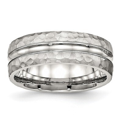 Hammered and Grooved 7.50mm Band Stainless Steel Polished SR531, MPN: SR531, 886774391953