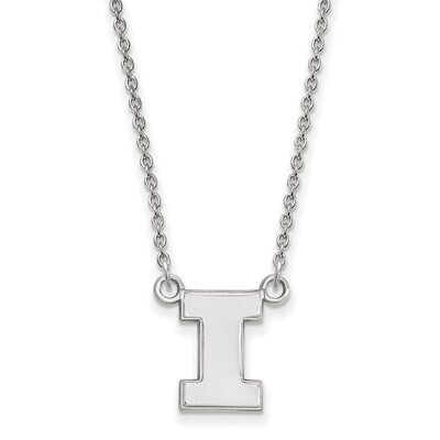 University of Illinois Small Pendant with Chain Necklace 10k White Gold 1W015UIL-18, MPN: 1W015UIL-…