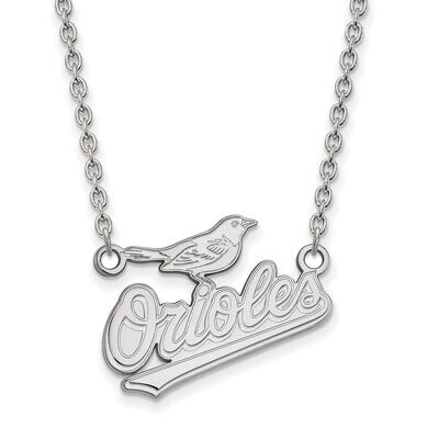 Baltimore Orioles Large Pendant with Chain Necklace 14k White Gold 4W008ORI-18, MPN: 4W008ORI-18, 8…