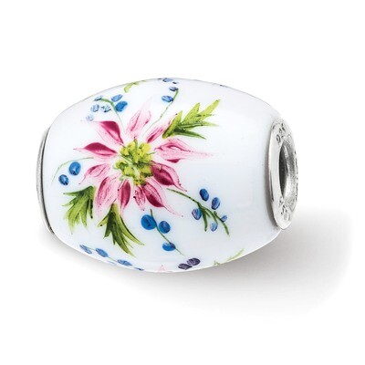 Berries &amp; Blossoms Fenton Glass Bead Sterling Silver Hand Painted QRS3891, MPN: QRS3891, 19727658791