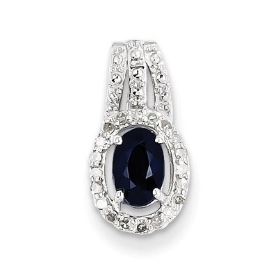 Sapphire Oval Pendant Sterling Silver Rhodium-plated Diamond QP2995S, MPN: QP2995S, 883957461885
