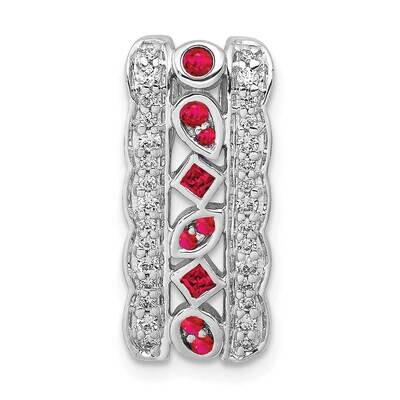 .17 Ruby Fancy Chain Slide 14k White Gold Diamond PM3852-RU-020-WA, MPN: PM3852-RU-020-WA, 88395728…