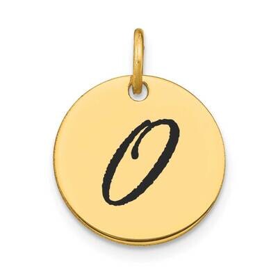 Letter O Black Epoxy Initial Disk Charm 14k Gold Polished YC1436O, MPN: YC1436O, 196904086018