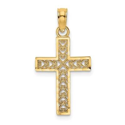 Edge Filigree Center Cross Charm 14k Gold Diamond-cut K8602, MPN: K8602, 637218119097