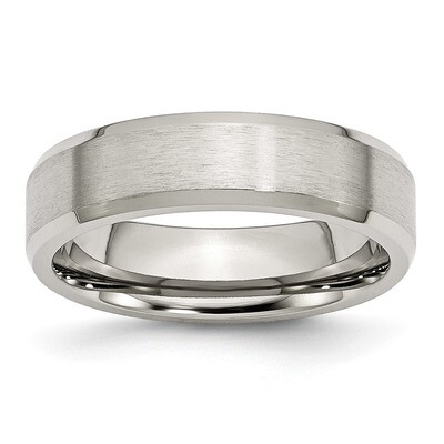 Flat Beveled Edge 6mm Brushed and Polished Band Stainless Steel SR10 Engravable, MPN: SR10, 8839577…