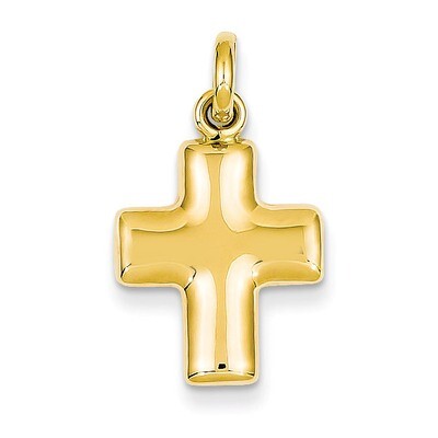Puffed Cross Charm 14k Gold K1239, MPN: K1239, 658226127287
