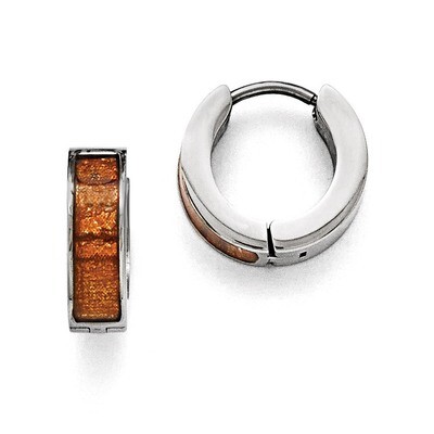 Polished Sunflower Enameled Hinged Hoop Earrings - Stainless Steel SRE815 by Chisel, MPN: SRE815,