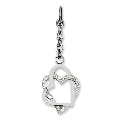 Double Hearts with Cz Interchangeable Charm Pendant Stainless Steel SRCH226