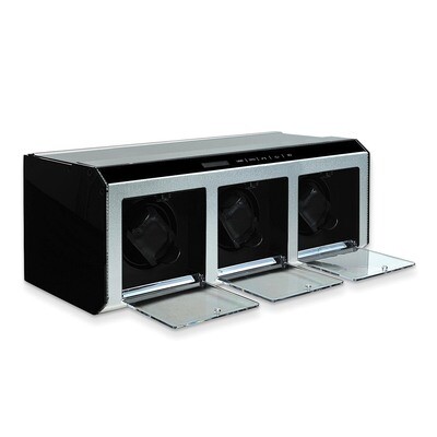 Silver Metal &amp; Acrylic Triple Watch Winder GM8401