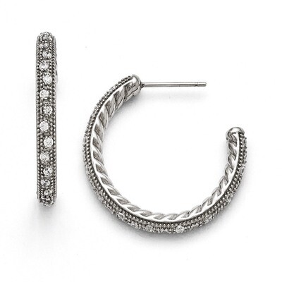 Polished Synthetic Diamond Post Hoop Earrings - Stainless Steel SRE758 by Chisel, MPN: SRE758, 1911…