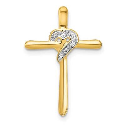 .02Ct. Diamond Heart Cross Chain Slide 14k Gold PM4994-002-YA, MPN: PM4994-002-YA, 883957513201