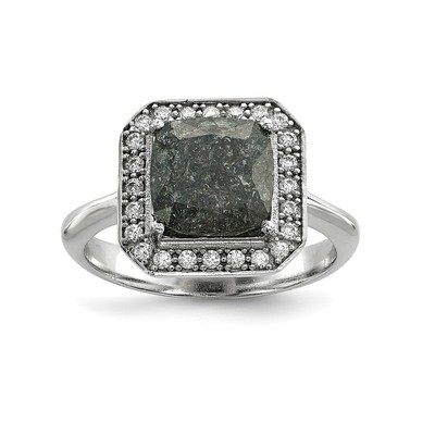 Dark Gray Ice CZ Diamond Polished Ring Sterling Silver Rhodium-plated QR6567, MPN: QR6567, 88395773…