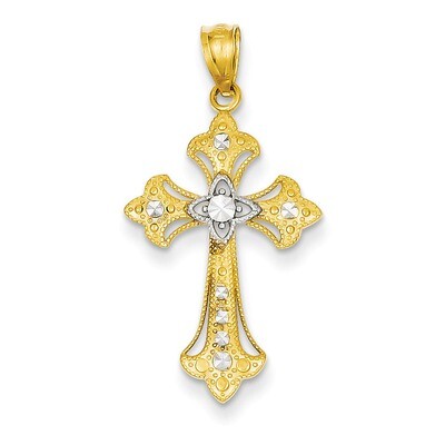 Diamond-cut Cross Pendant 14k Gold Rhodium C4511, MPN: C4511, 883957495040