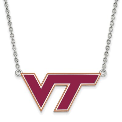 Virginia Tech Large Enamel Pendant with Necklace Sterling Silver SS080VTE-18, MPN: SS080VTE-18, 886…