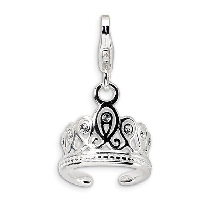 3-D Swarovski Element Tiara Charm Sterling Silver QCC112 by Amore La Vita, MPN: QCC112, 883957330150